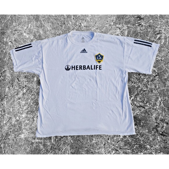 David‎ Beckham # 23 T Shirt Mens 2XL Adidas LA Galaxy White Herbalife READ - Picture 3 of 12